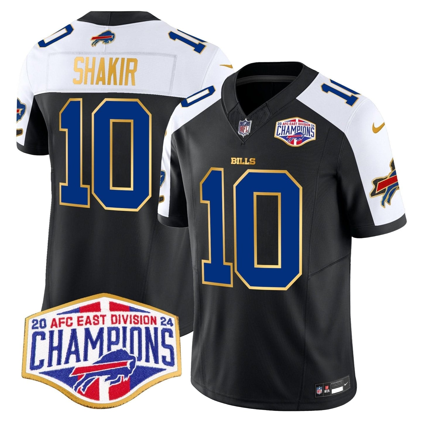 Bills 2024 AFC East Division Champions Gold Trim Vapor Limited Jersey - All Stitched