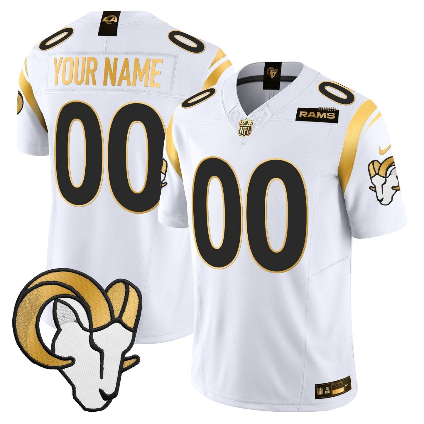 Los Angeles Rams 2024 Gold Vapor Limited Custom Jersey - All Stitched