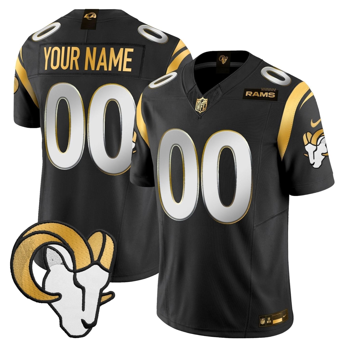Los Angeles Rams 2024 Gold Vapor Limited Custom Jersey - All Stitched