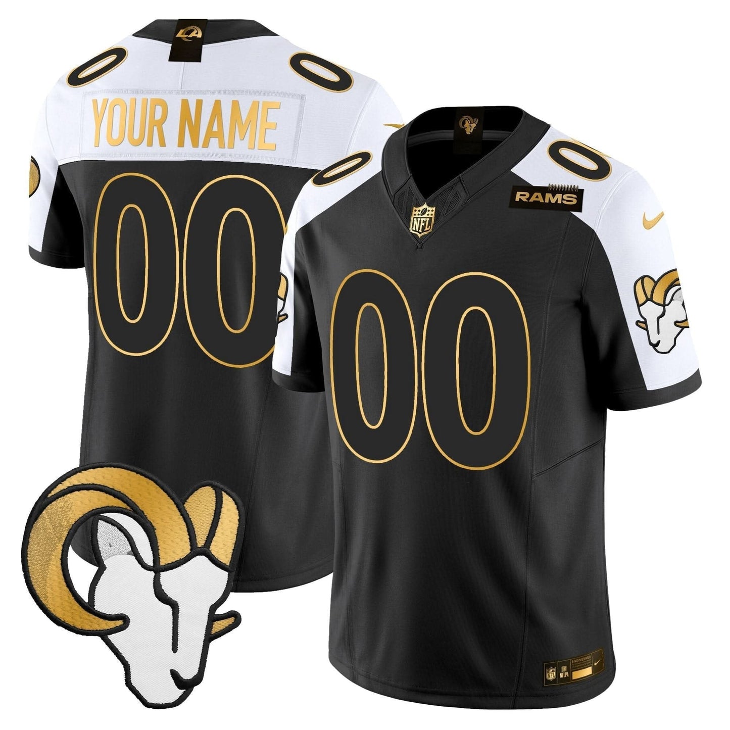 Los Angeles Rams 2024 Gold Vapor Limited Custom Jersey - All Stitched