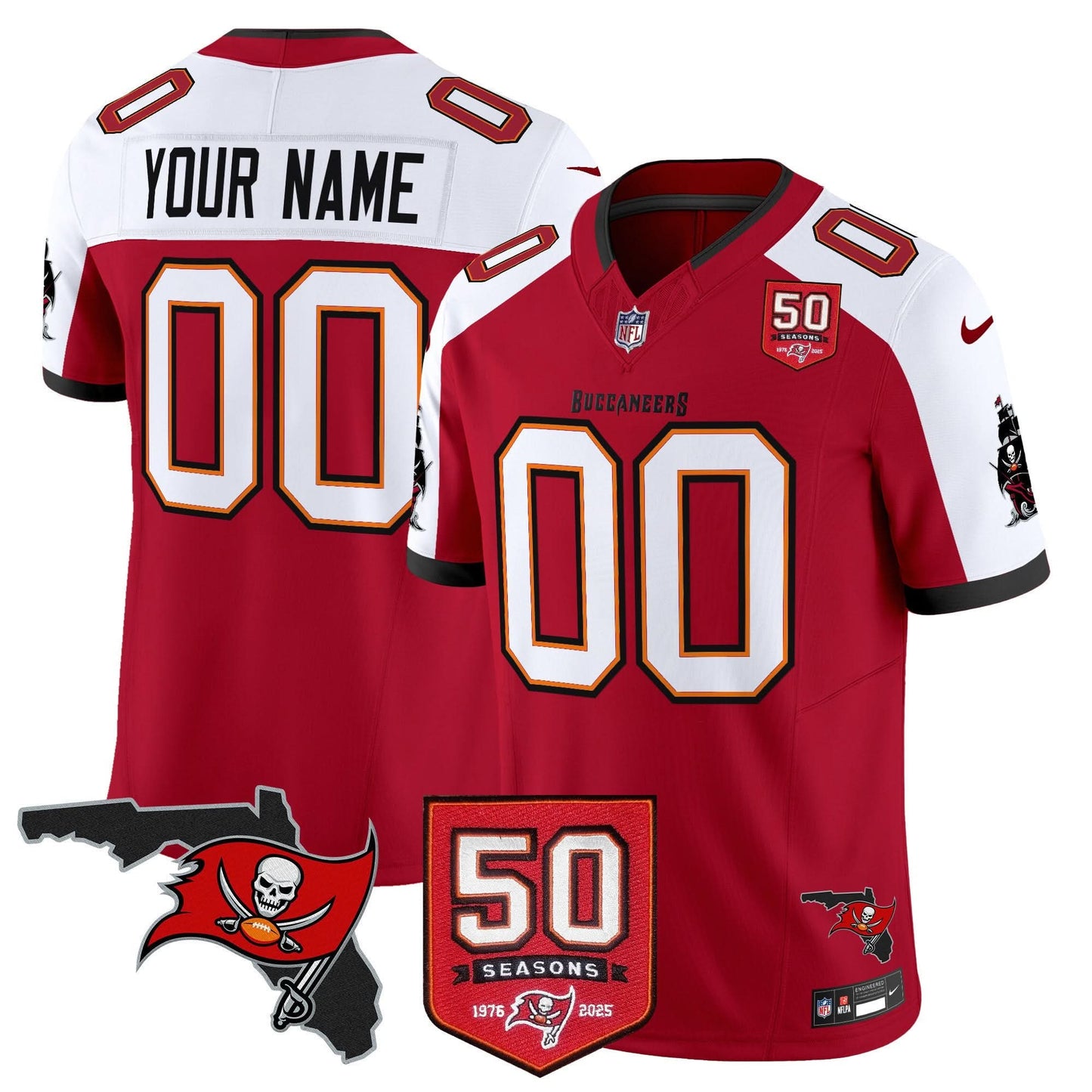 Custom Name/Gender Tampa Bay Buccaneers '76 Vapor Limited Jersey - All Stitched