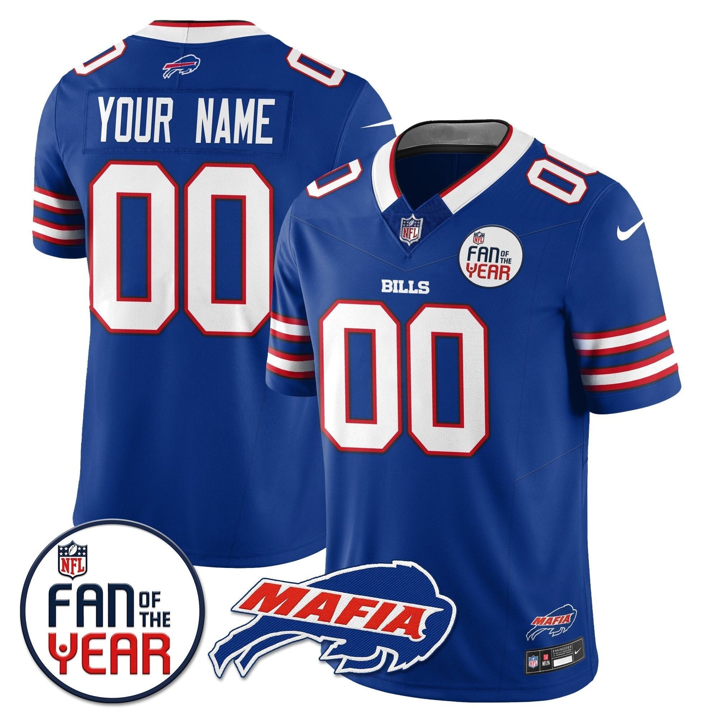 Buffalo Bills "Fan Of The Year" Custom Jersey - All Stitched