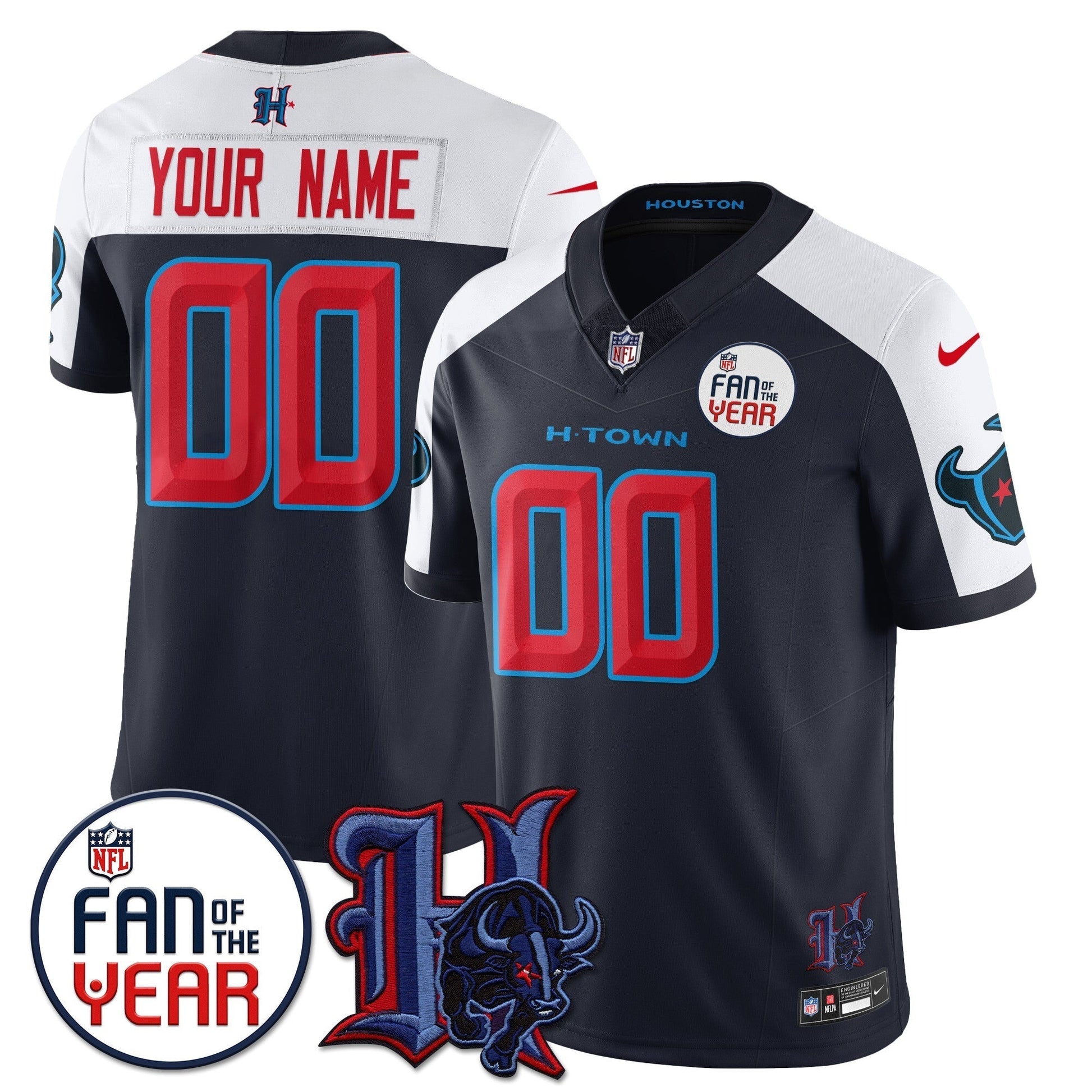 Custom Houston Texans "Fan Of The Year" Jersey - All Stitched