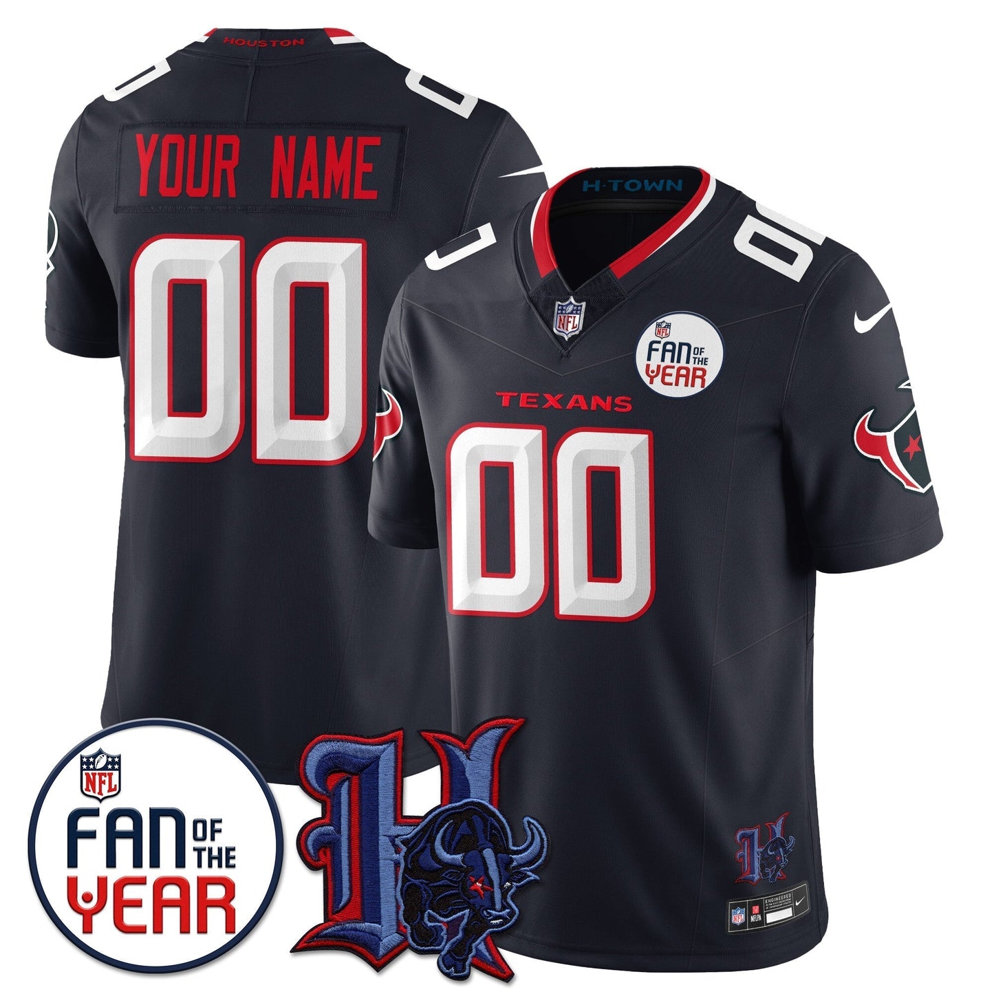 Custom Houston Texans "Fan Of The Year" Jersey - All Stitched