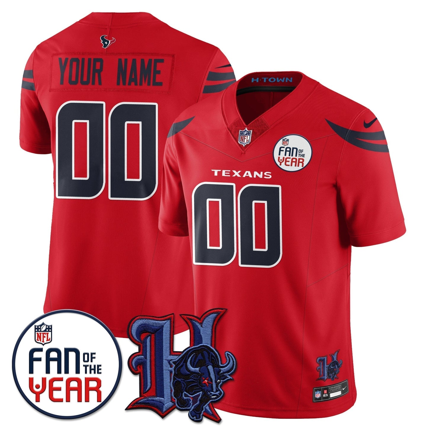 Custom Houston Texans "Fan Of The Year" Jersey - All Stitched