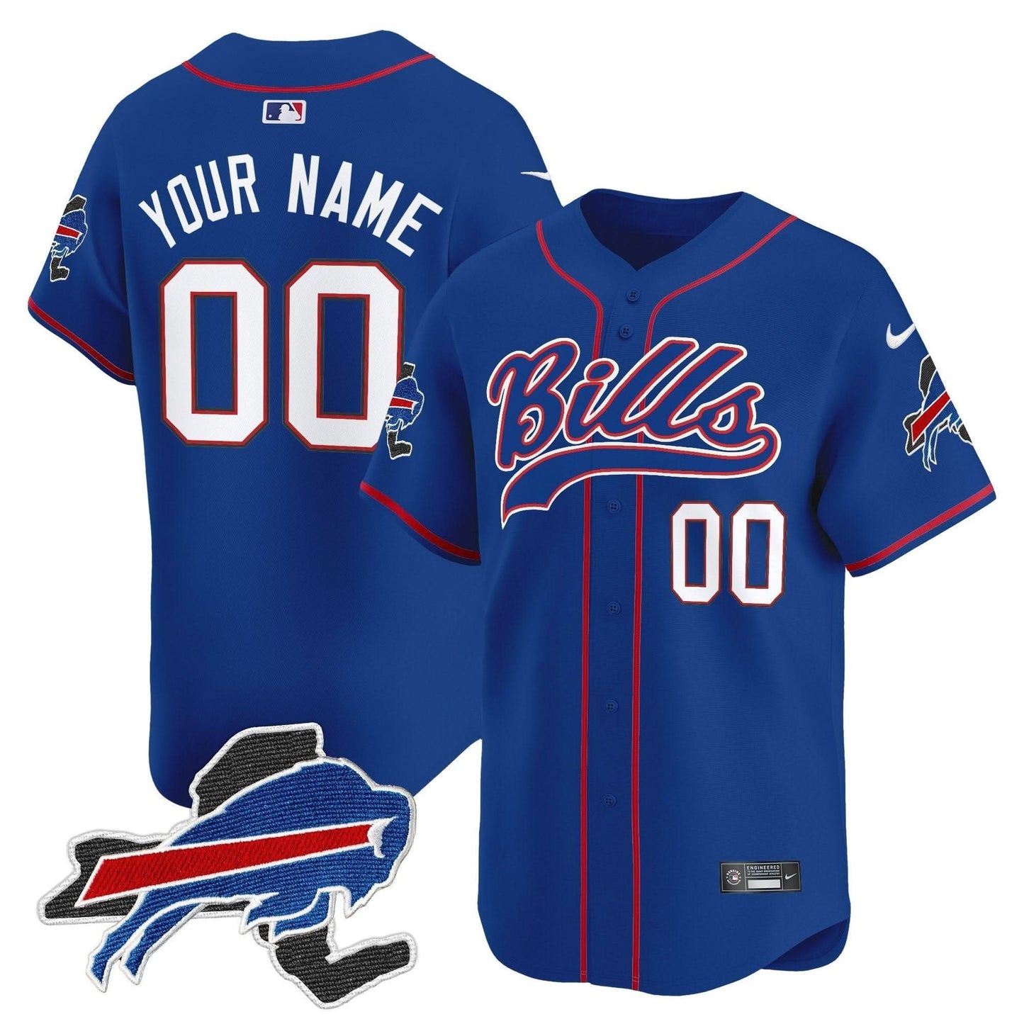 Buffalo Bills 2024 New York Patch Vapor Baseball Custom Jersey - All Stitched