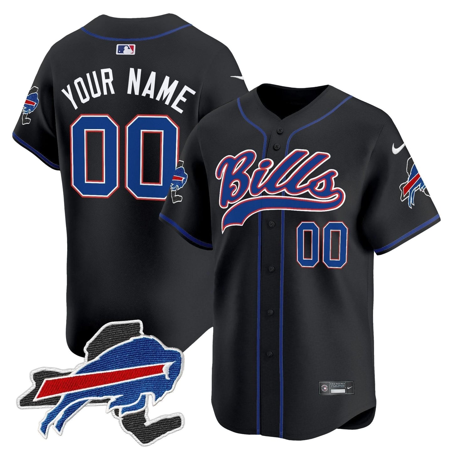 Buffalo Bills 2024 New York Patch Vapor Baseball Custom Jersey - All Stitched