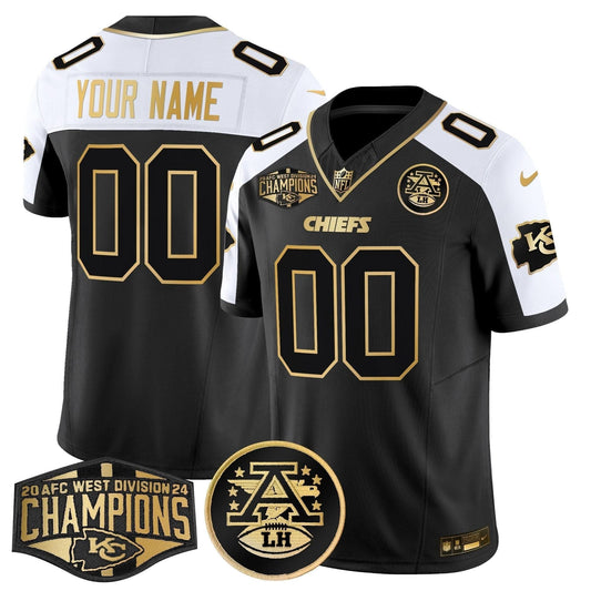 Chiefs 2024 AFC West Division Champions Patch Gold Vapor Limited Custom Jersey - All Stitched
