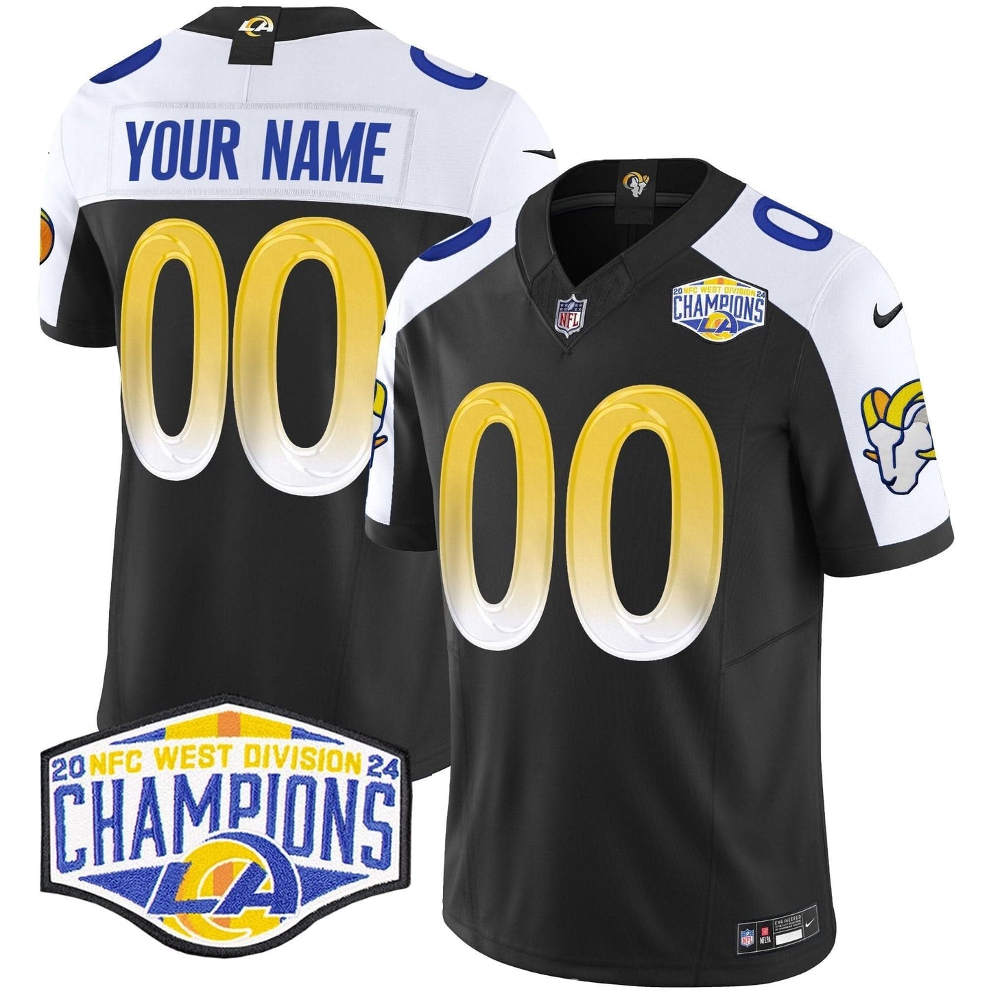 Los Angeles Rams 2024 NFC West Division Champions Vapor Limited Custom Jersey - All Stitched
