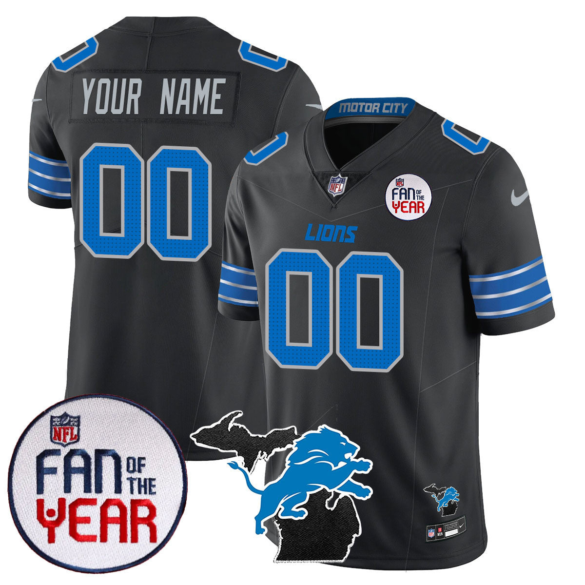 Detroit Lions "Fan Of The Year" Custom Jersey - All Stitched