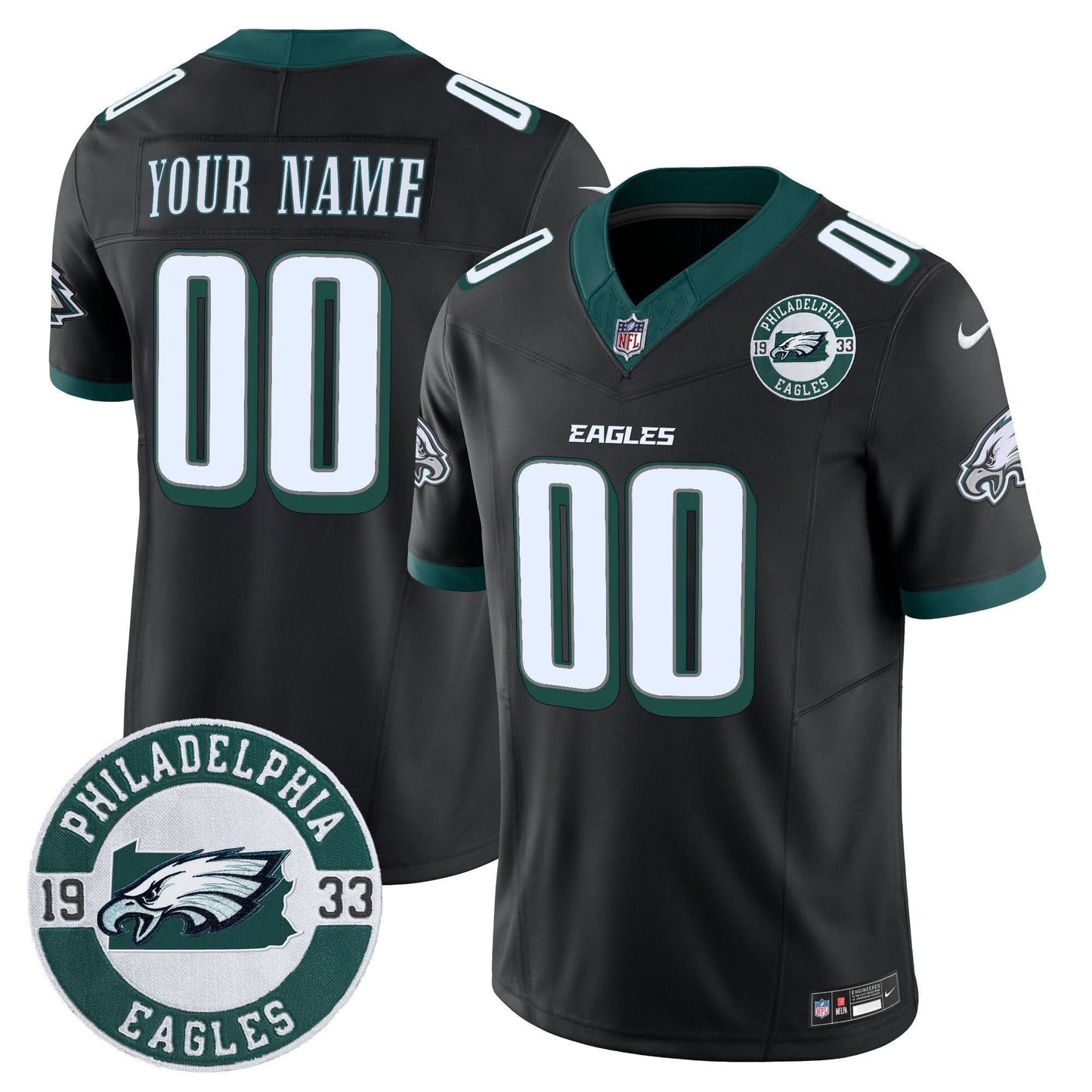 Eagles 2024 Vapor Limited Custom Jersey - Est. 1933 Patch - All Stitched
