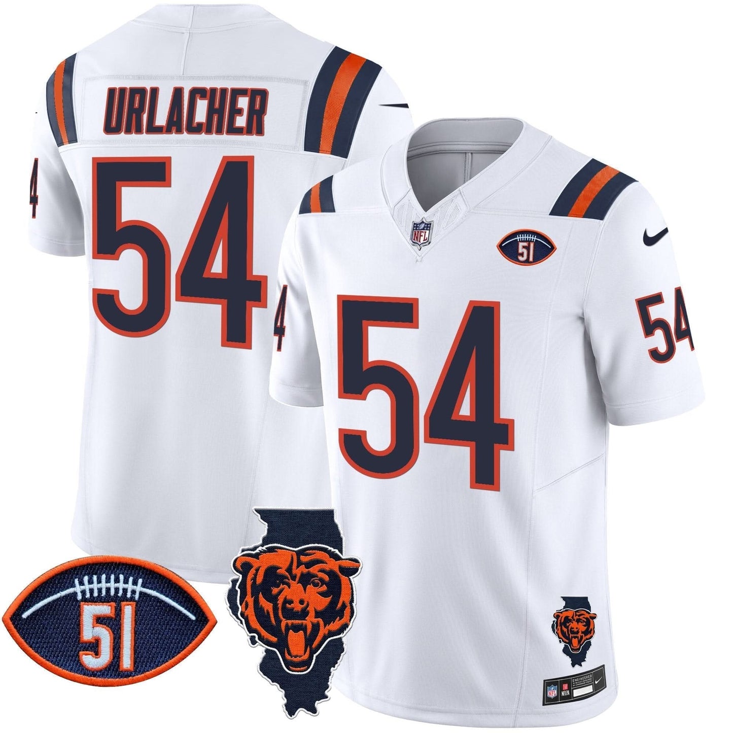 Bears Illinois Patch Vapor Limited Jersey V2 - All Stitched