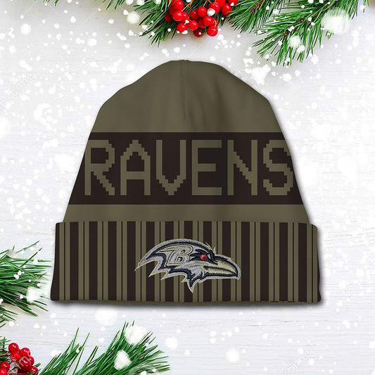 Baltimore Ravens 2025 Salute to Service Beanie Hat