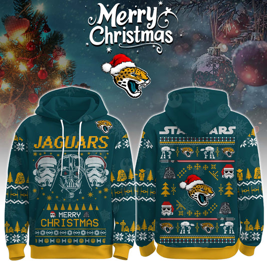 Unisex Jaguars Merry Christmas The Force Edition Hoodie