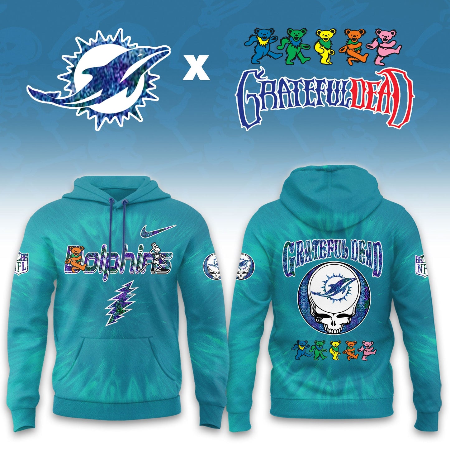 _Miami Dolphins Grateful Dead Limited Hoodie