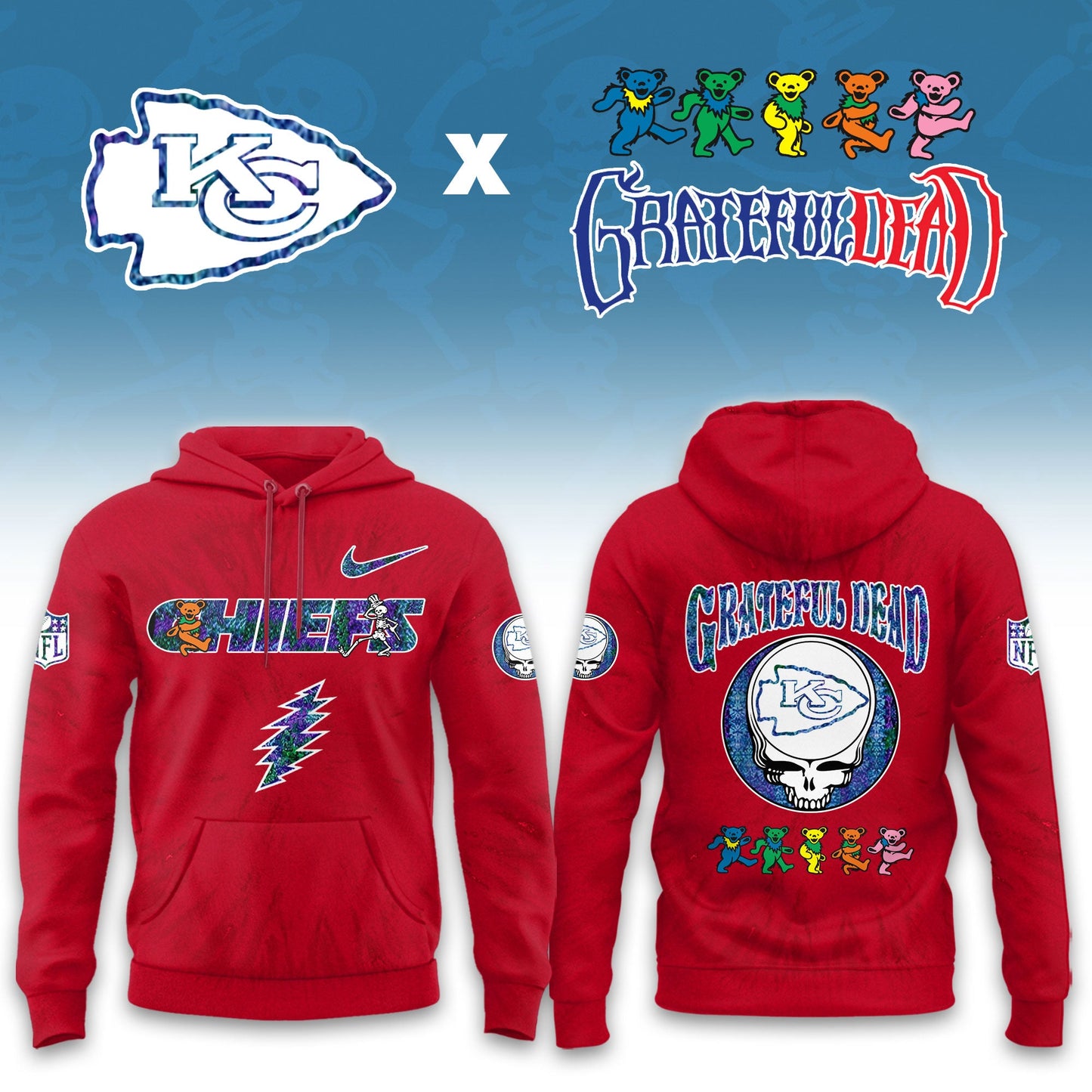 _Kansas City Chiefs Grateful Dead Limited Hoodie