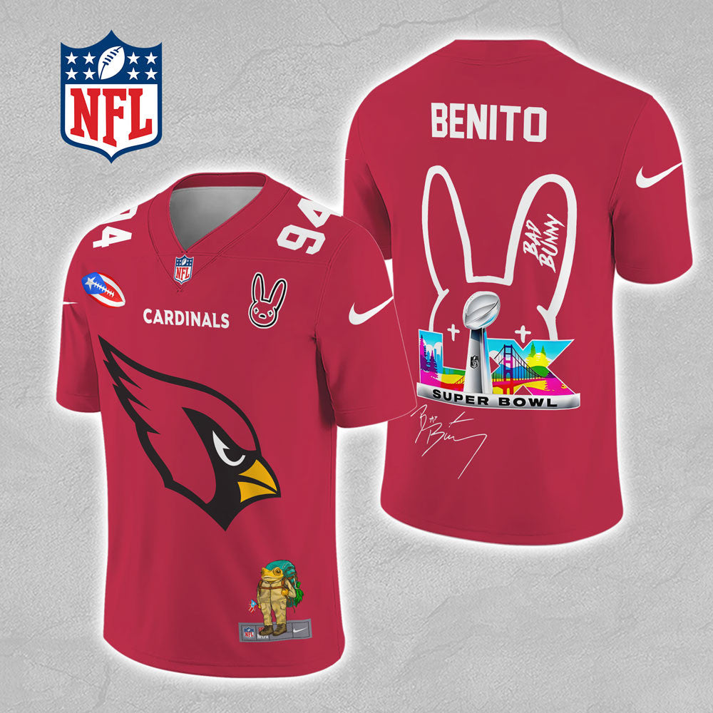 Arizona Cardinals x Bad Bunny 3D Football Jersey