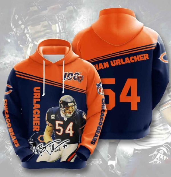 Urlacher Chicago Bears Nfl Custom All Over Print 3d Pullover Hoodie