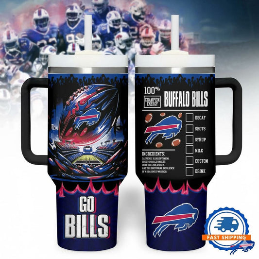 BUF Bills Champion Energy Tumbler Handle Cup 40oz