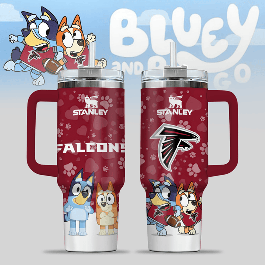 Atlanta Falcons NFL x Bluey Custom Stanley Cup 40 oz 30 oz Tumbler With Handle