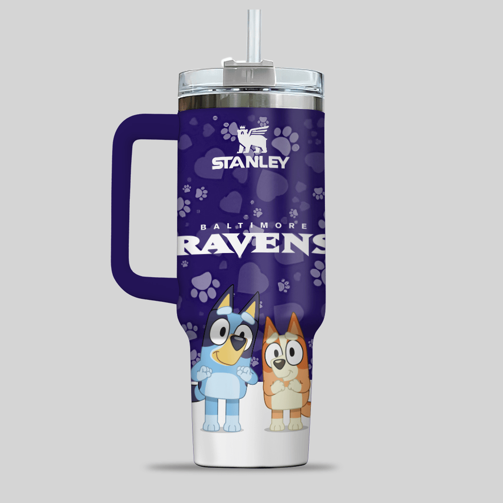 Baltimore Ravens NFL x Bluey Custom Stanley Cup 40 oz 30 oz Tumbler With Handle